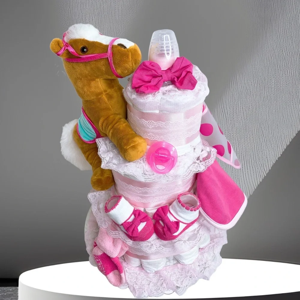 Horse Girls Diaper Cake, Western theme
